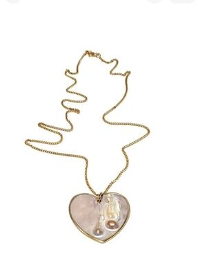 Blister Mabe pearl heart pendant necklace
